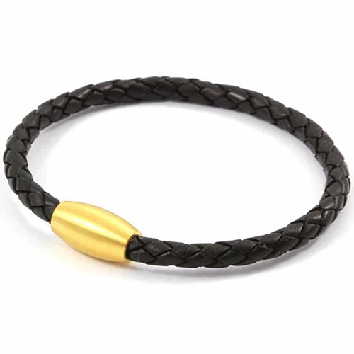 Bracelet in black leather with magnetic clasp