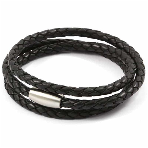 Leather bracelet trible "Steel"