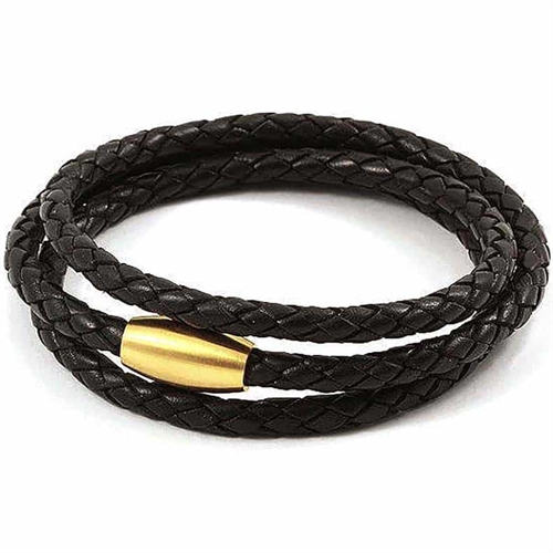3 x leather bracelet with golden clasp.