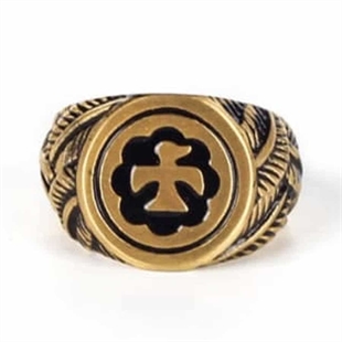 BRD men's ring in gold-plated steel.