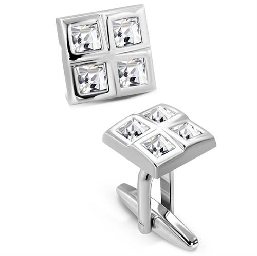 Cufflinks in stainless steel and CZ