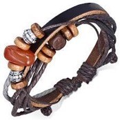 Cotton/leather bracelet.