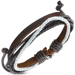 Fashion bracelet in leather and cotton