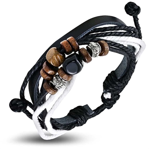 Flack leather bracelet with charms.