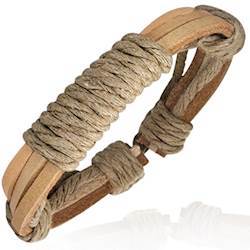 Leather bracelet with cotton "James"
