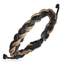 Leather braid bracelet with cotton.