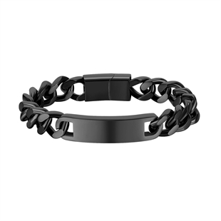 Black steel bracelet for men