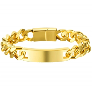 Golden Nickey steel bracelet with link chain.