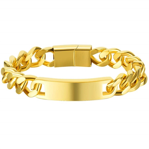 Golden Nickey steel bracelet with link chain.