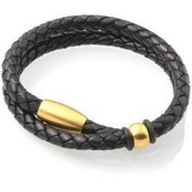 Bolo leather and gold-plated steel "2X"