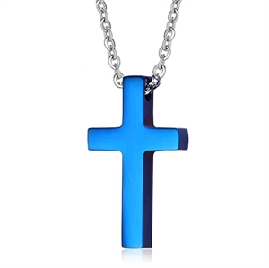 Blue cross necklace with chain