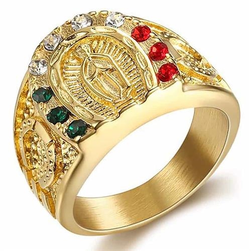 Horse / gold plated men\'s ring with stone