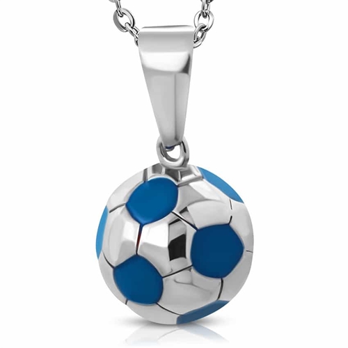 Football in Stainless Steel Blue small 1.2cm
