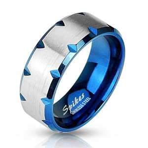 Blue coated men's ring.