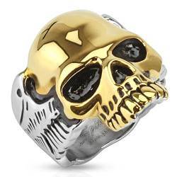 Skull ring with gold plated skull