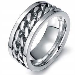 Chain men's ring in steel.