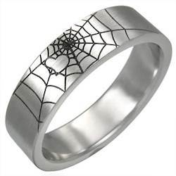Mens ring in steel "Spider\'s web" 