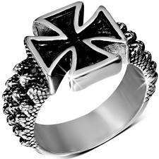 Stainless steel Maltese cross ring.