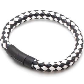 Black white leather bracelet