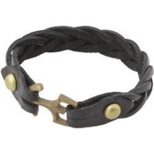 Leather braid black bracelet.