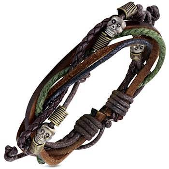 Skull leather bracelet 18-20cm