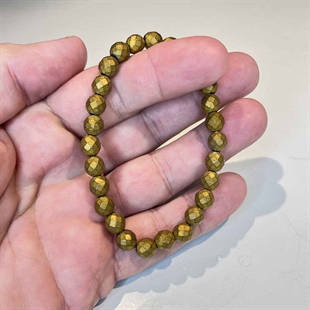Faceted hamatite pearl bracelet