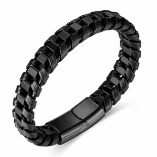 Nizal bracelet with steel and fiber leather