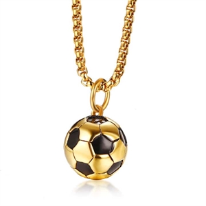 Necklace "Golden Football" Stainless steel.