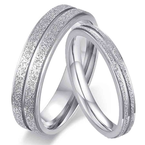 Sandbrush engagement ring in stainless steel.