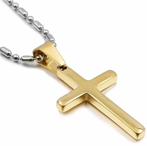 Gold plated steel cross with chain - Golden