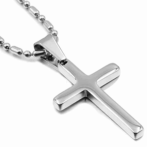 Shiny steel cross with chain - Steel