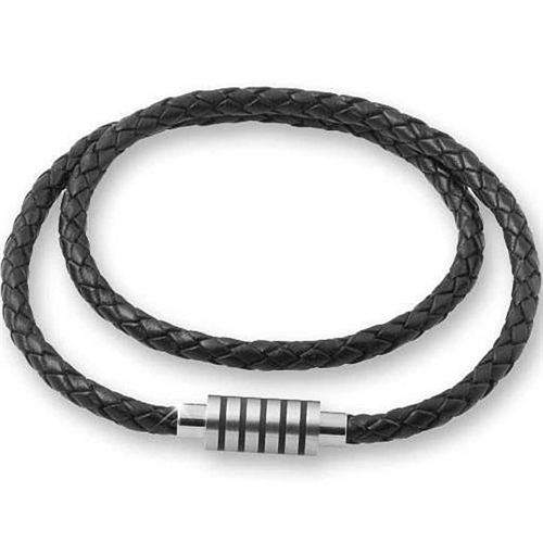 Leather necklace in 6mm and steel clasp
