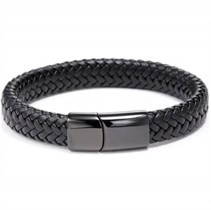 Major Black Microfiber Leather Bracelet