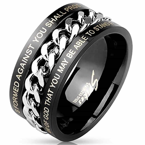 Wide black men's ring (316L)