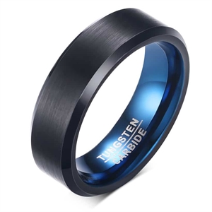 Black/Blue Tungsten Ring
