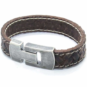 MaZo men leather bracelet brown
