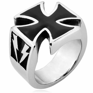 Iron cross men's ring in stainless steel