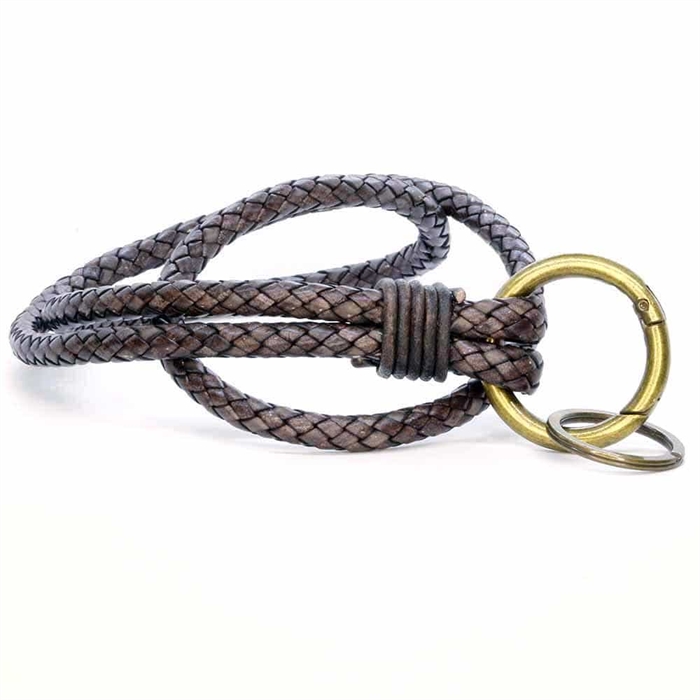 Heavy bolo leather keychain "MOZ" Brown