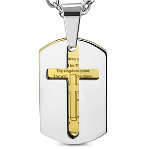 Necklace with cross in steel 