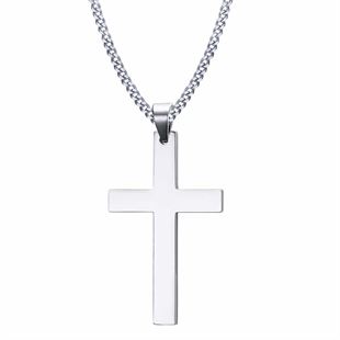 Gene necklace with cross in mild steel 5x3 cm