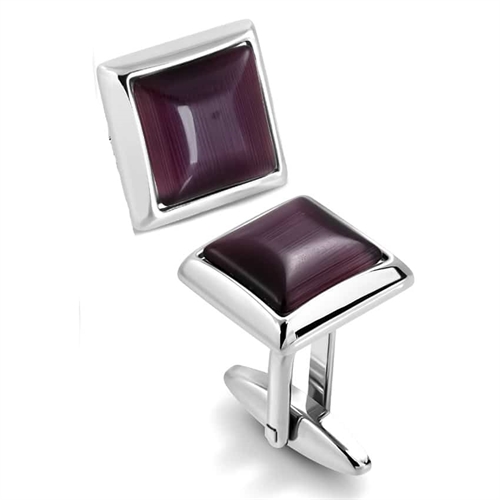 Cufflinks in stainless steel and purple