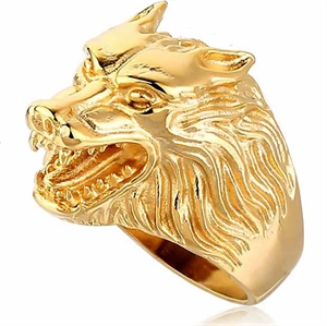 Golden lion men's ring/biker ring