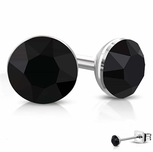 Earring with CZ stone in black 4mm4