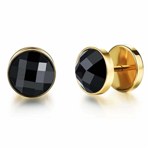 Earring in bright gold plated stainless steel with agate / 1,2cm