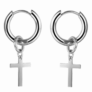 Earring with cross high polished