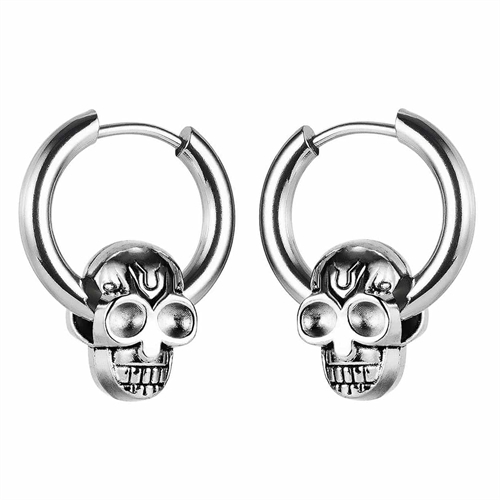 Skull earring in stainless steel