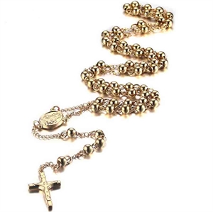 Rosary in gilded steel.