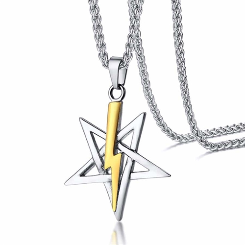 Five stars in stainless steel necklace