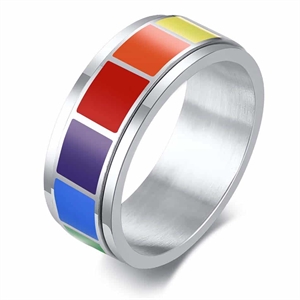 Spinning Pride ring in rainbow colours