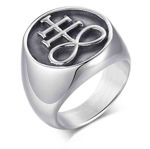 Leviathan satanism men's ring in steel